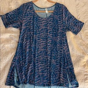 Lularoe Teal and Pink Perfect Tee L